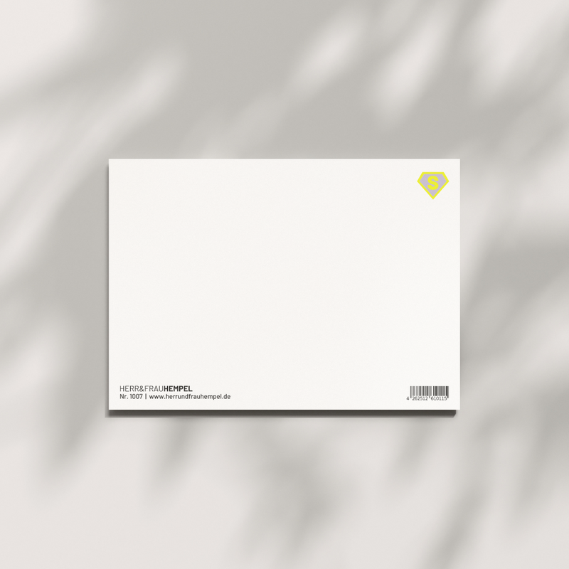 Postkarte "Superschwester" von Herr & Frau Hempel -  Rückseite blanko.