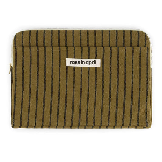 Laptophülle olive dünne Streifen
