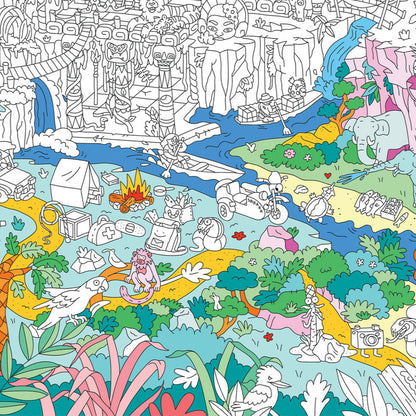 XXL Ausmalspaß "Jungle" von OMY - detailansicht mit teils ausgmalten Elementen