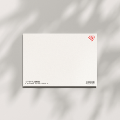 Postkarte Supermama von Herr & Frau Hempel - Rückseite blanko