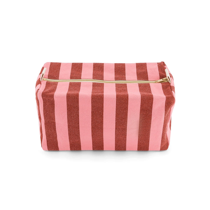 Kosmetikbeutel "Vic" von Rose in April mit pink und bordeaux Streifen: 100 % Baumwolle, hergestellt in Portugal