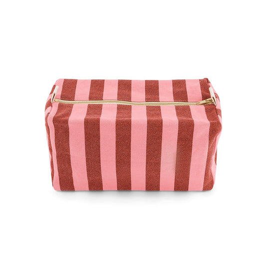 Kosmetikbeutel "Vic" von Rose in April mit pink und bordeaux Streifen: 100 % Baumwolle, hergestellt in Portugal