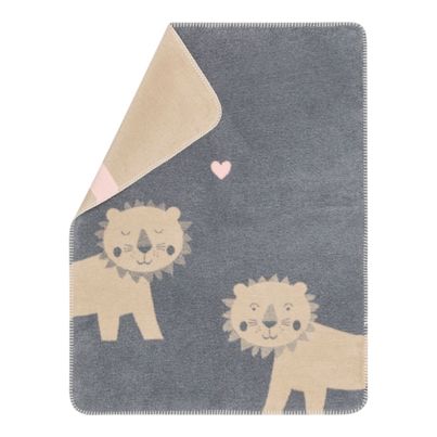 Babydecke "Löwe" in grau von David Fussengger -  extra weich, kuschelig und waschbar. 
