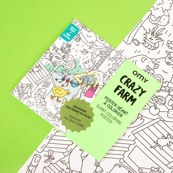 XXL Ausmalposter "Crazy Farm" von OMY - Produktabbildung, Poster & Verpackung, Geschenkidee