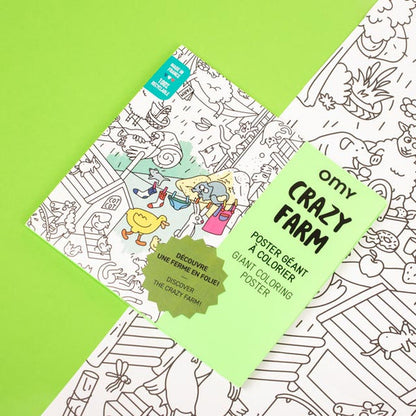 XXL Ausmalposter "Crazy Farm" von OMY - Produktabbildung, Poster & Verpackung, Geschenkidee