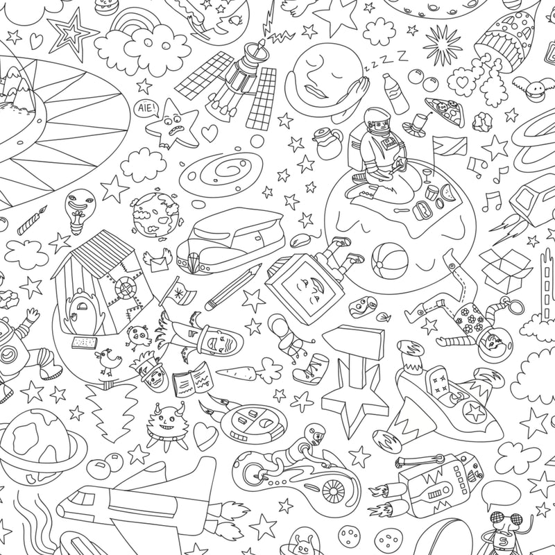 XXL Ausmalposter Cosmos von OMY - Detailansicht der Elemente, blanko