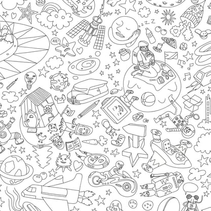 XXL Ausmalposter Cosmos von OMY - Detailansicht der Elemente, blanko