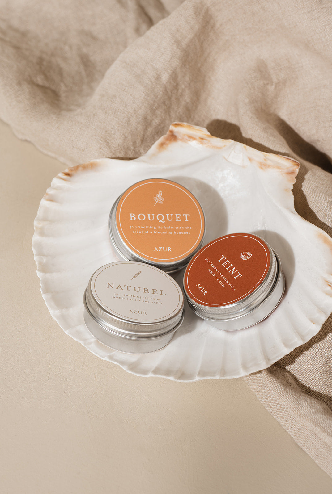 Lipbalm Teint von Azur Natural Bodycare – abgebildet mit anderen Sorten vom lipbalm