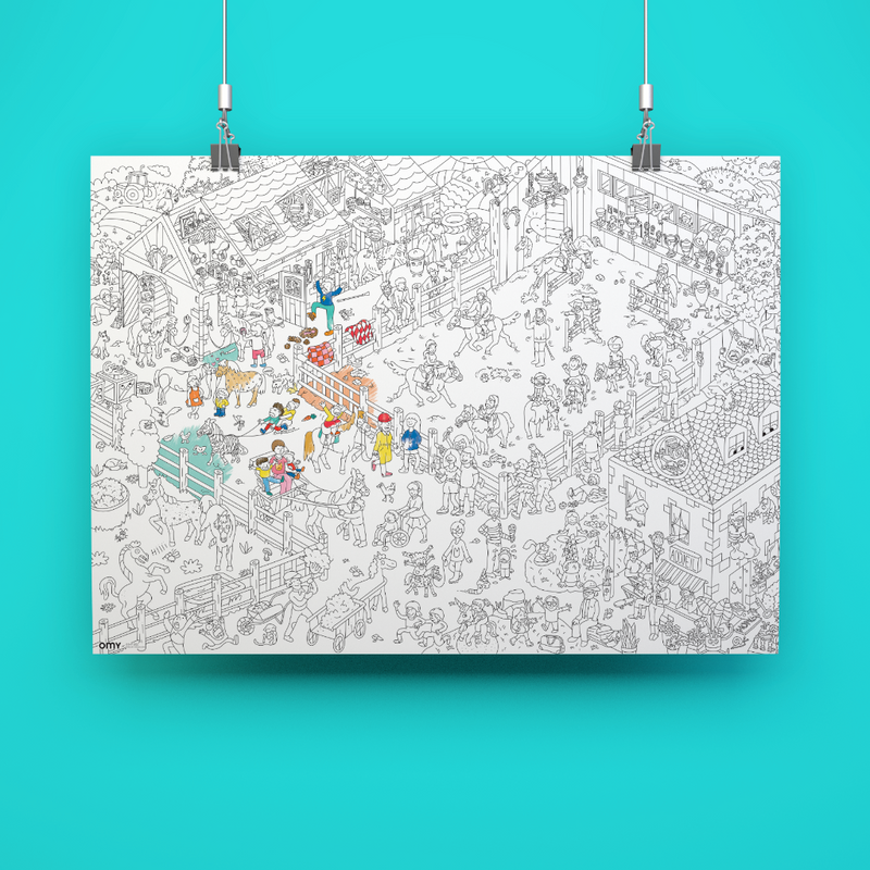 XXL ausmalposter "Pony Club" von OMY - Ansicht gesamtes Poster