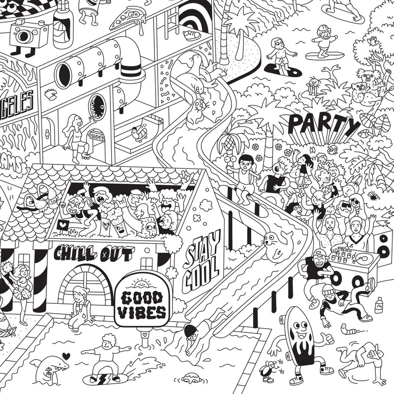 XXL Ausmalposter "Surf &Skate" von OMY - Detailansicht