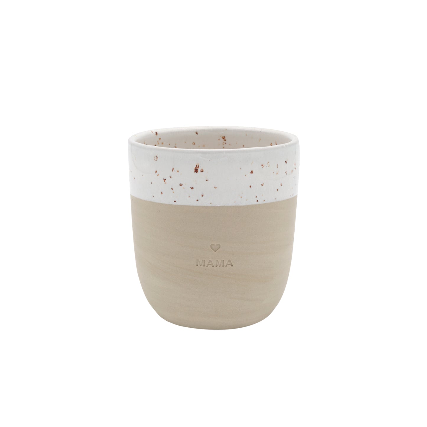 Becher Mama von Eulenschnitt – handgemachter Steingutbecher mit Schriftzug Mama