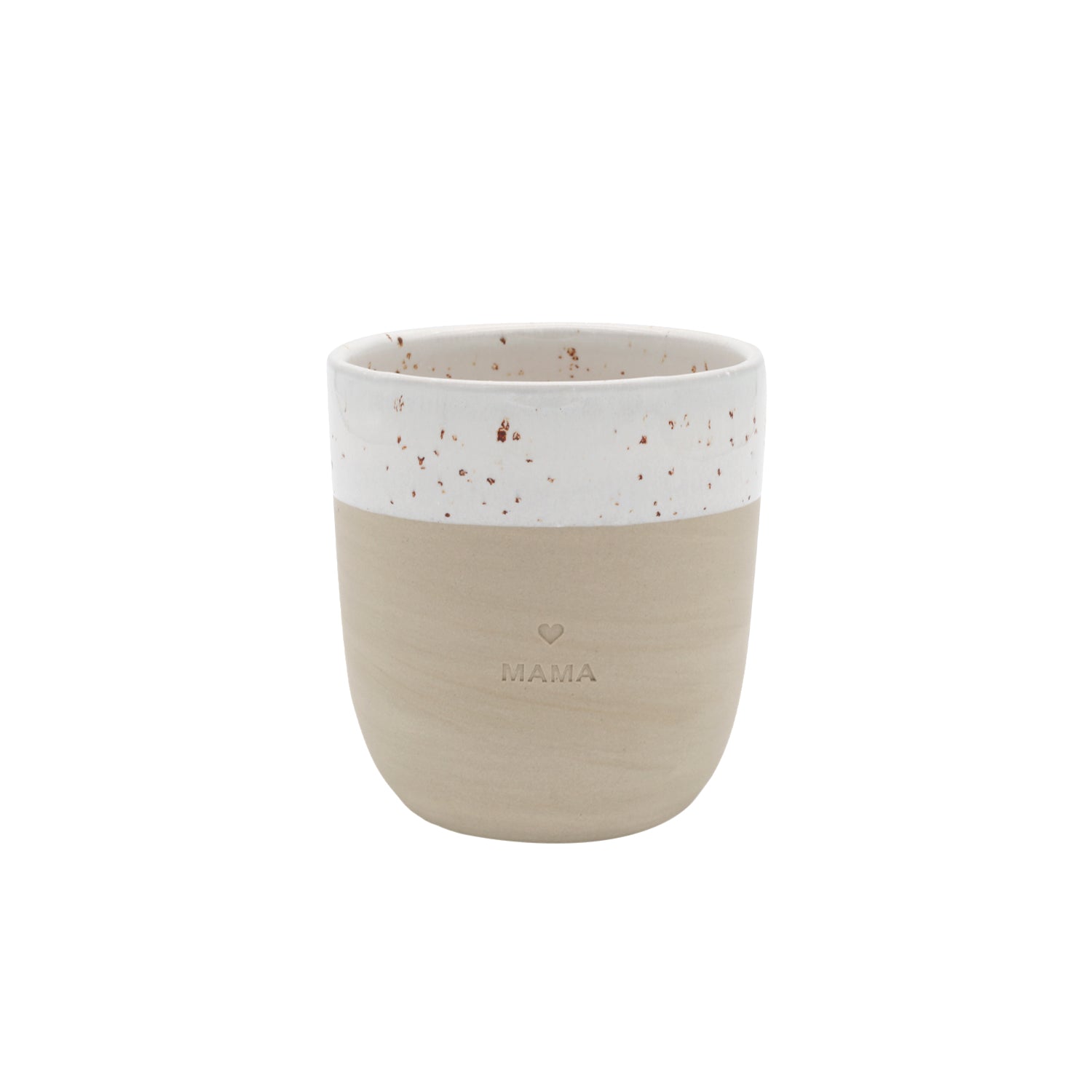 Becher Mama von Eulenschnitt – handgemachter Steingutbecher mit Schriftzug Mama