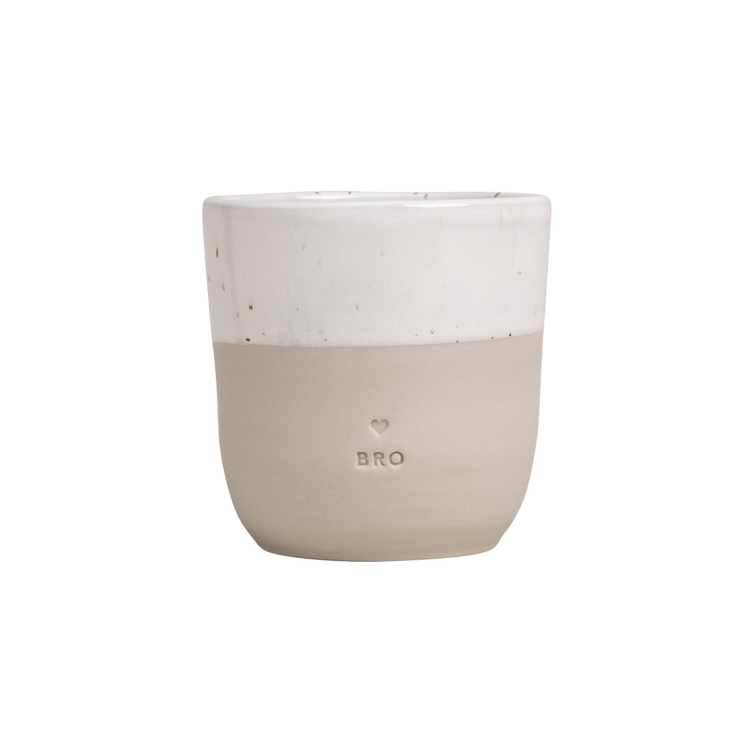 Becher Bro aus Steingut von Eulenschnitt, handgemacht in Portugal, Weiß-Beige