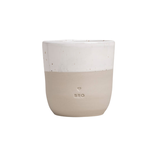 Becher Bro aus Steingut von Eulenschnitt, handgemacht in Portugal, Weiß-Beige