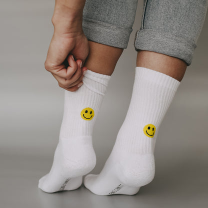 Socken Weiß Smiley Gelb von Eulenschnitt – ideale Passform