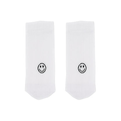 Socken Weiß Smiley schwarz von Eulenschnitt – Bio-Baumwolle
