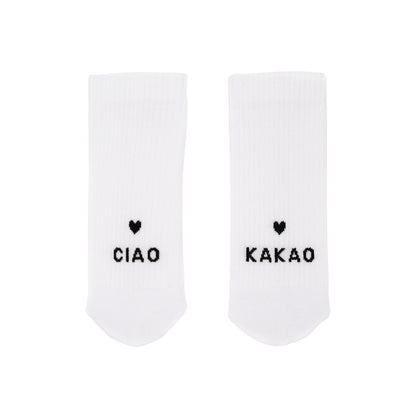 Socken Weiß Ciao Kakao von Eulenschnitt – Bio-Baumwolle