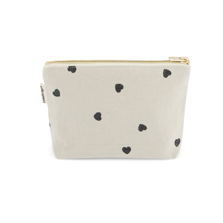 Tasche "Sofia" in natur mit Herzen von Rose in April -  100 % Baumwolle, OEKO-TEX, gefertigt in Portugal.