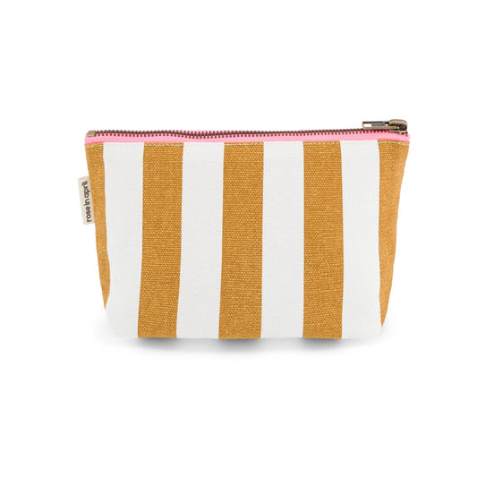 Tasche "Sofia" mit karamell-farbenden Streifen von Rose in April: 100 % Baumwolle, OEKO-TEX, gefertigt in Portugal.