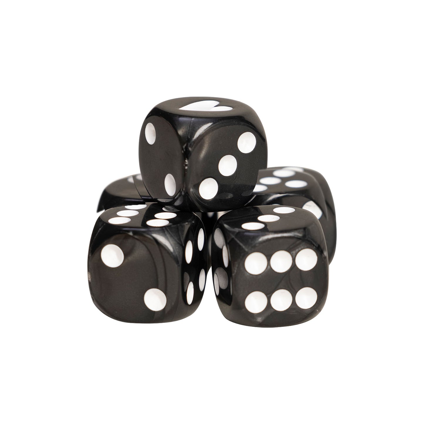 Würfelset schwarz von Eulenschnitt – stilvolle Spielwürfel mit Herz