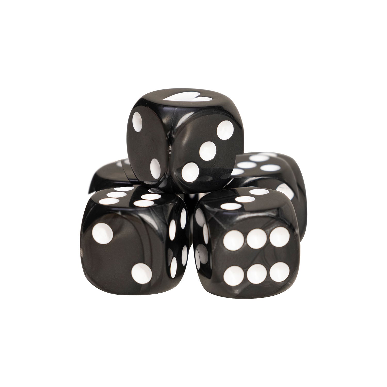Würfelset schwarz von Eulenschnitt – stilvolle Spielwürfel mit Herz