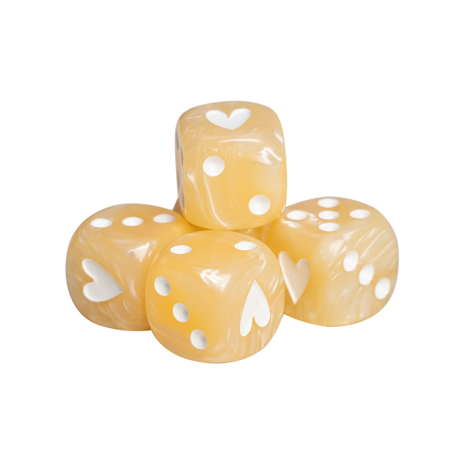 Würfelset Perlmutt von Eulenschnitt – stilvolle Spielwürfel mit Herz
