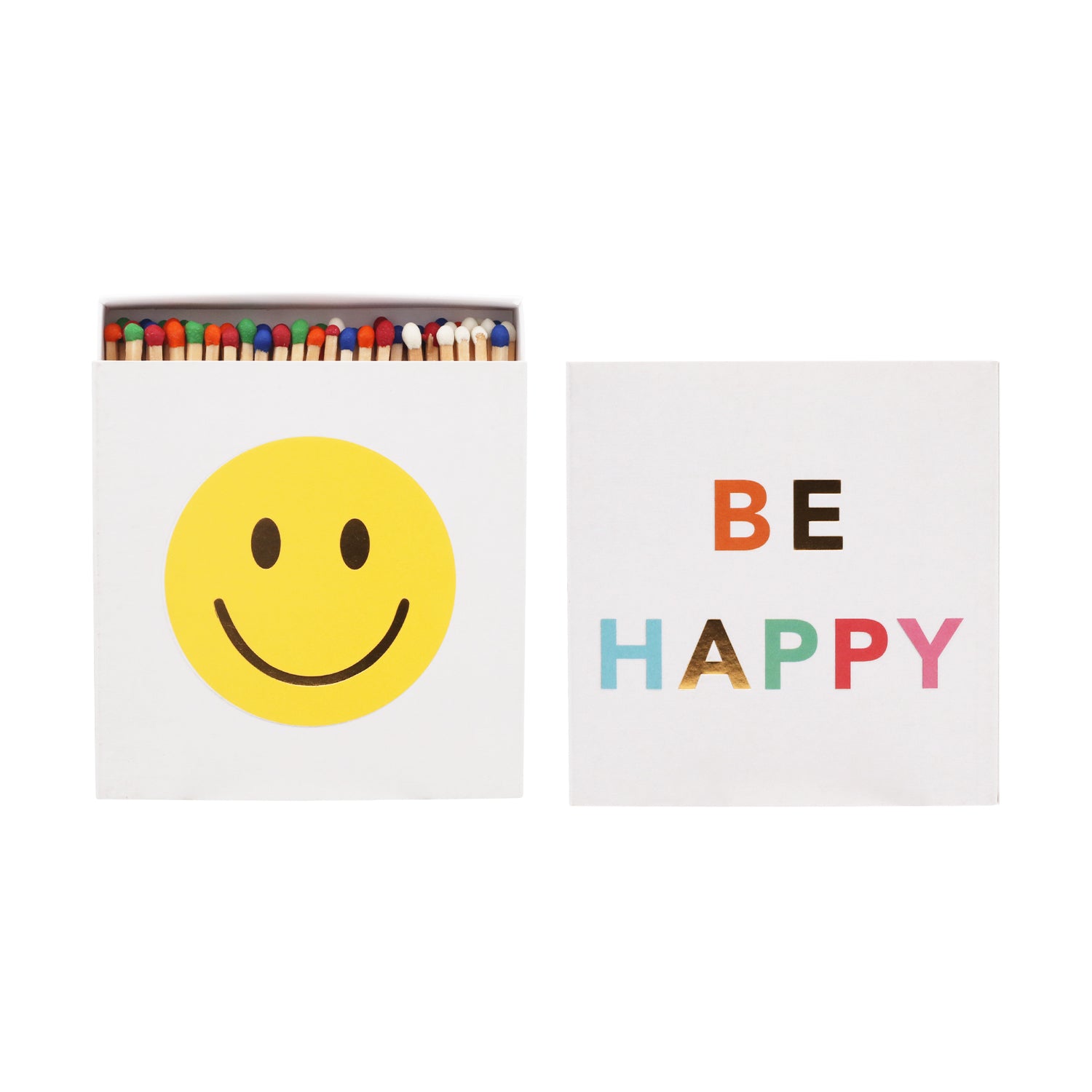 Produktabbildung Streichhölzer Be happy / Vorder- und Rückseite