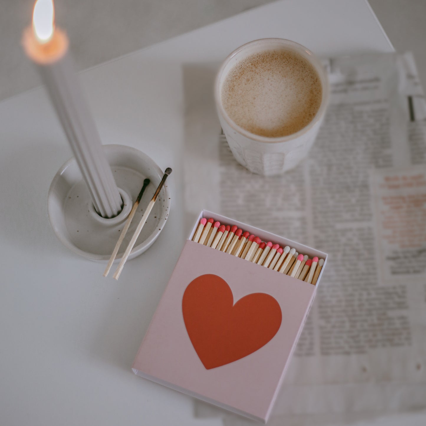 Streichhölzer Herz / Make a wish – gemütliche Atmosphäre mit Kerzenständer