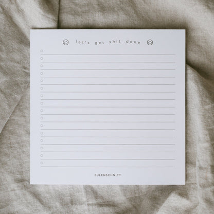 Notizblock "Let´s get shit done" von Eulenschnitt - Produktabbildung