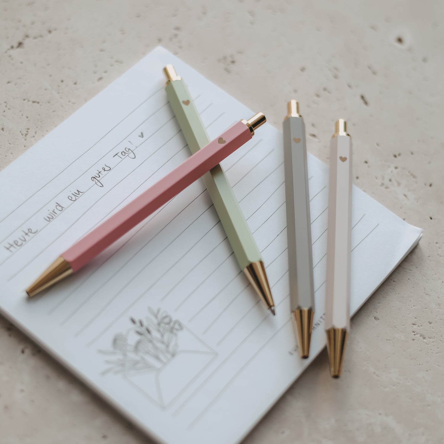 Herz Kugelschreiber Creme – verschiedene Farben